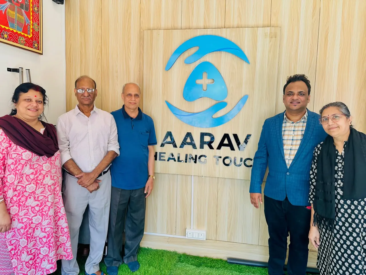 Dr Sushil Mishra and Dr Malati Mishra with the team at Aarav Healing Touch