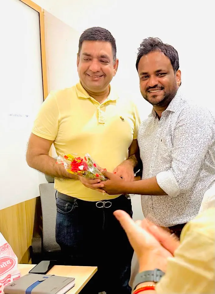 Mr Yogesh Joshi being welcomed at the inauguration of the new Aarav clinic