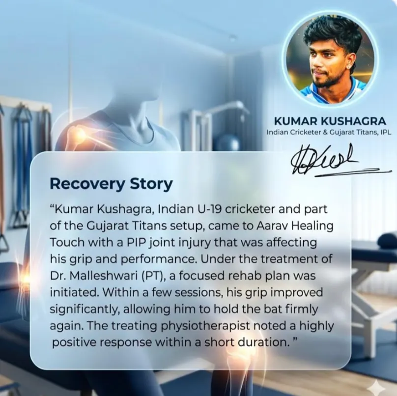 Recovery story of Kumar Kushagra, Indian cricketer, treated at Aarav Healing Touch