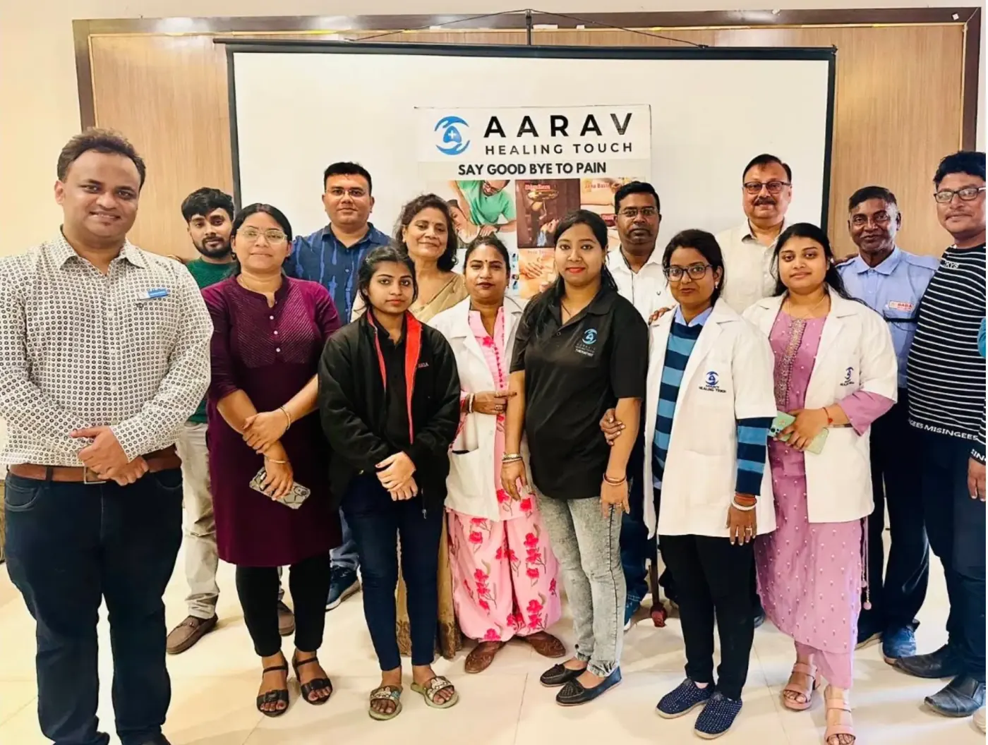 The Aarav Healing Touch team together at a company gathering